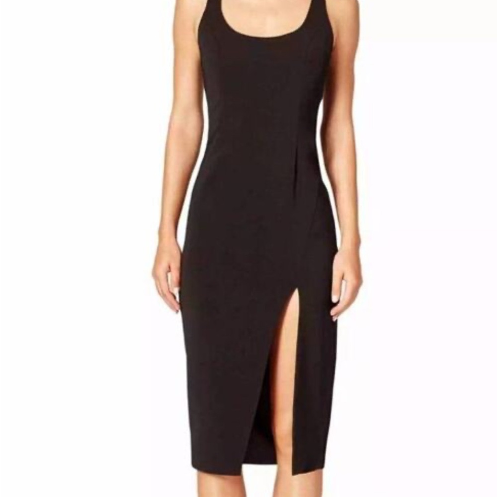 JAYGODFREY Black Sheath Midi Dress with Slit